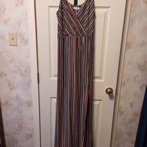 Striped maxi dress size large worn one time